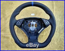 BMW E60 E61 07-10 NEW LEATHER ERGONOMIC INLAYS STEERING WHEEL FLAT THICK carbon