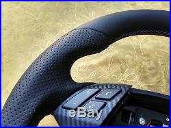 BMW E60 E61 07-10 NEW LEATHER ERGONOMIC INLAYS STEERING WHEEL FLAT THICK carbon