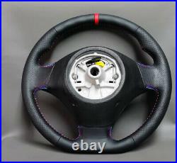 BMW custom steering wheel E91 E92 E93 E82 E90 E87 NEW LEATHER flat bottom