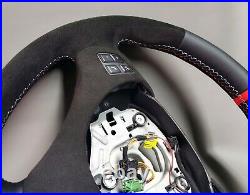 BMW custom steering wheel M3 E91 E92 E93 E82 E90 E87 100% Alcantara flat bottom