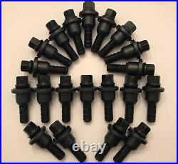 Black Alloy Wheel Bolts + Collars X 20 Fits Land Rover To Volkswagen Amarok