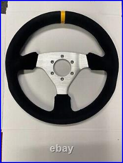 Black Suede Silver Spoke Track Drift 330mm Steering Wheel Fit All Boss Kit Hub
