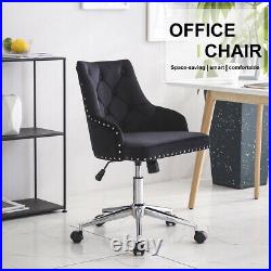 Black Velvet Office Chair Ergonomic Adjustable Swivel Home Computer Desk Chair