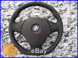 Bmw 3 E90 E91 X1 E84 Nappa/p Leather Ergonomic Steering Wheel Flat Bottom Carbon