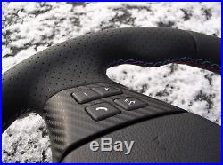 Bmw 3 E90 E91 X1 E84 Nappa/p Leather Ergonomic Steering Wheel Flat Bottom Carbon