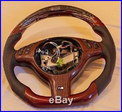 Bmw Carbon Fibre E46 M3 Flat Bottom Steering Wheel With Motorsport Led Lights