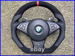 Bmw M5 M6 E60 E61 E63 E64 LCI Paddle Custom Made Flat Bottom Steering Wheel