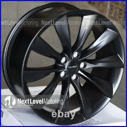 Brand New Flat Black Cp12 21 21 Wheels For Tesla Model S Oem Turbine Style