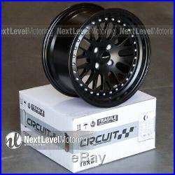 Circuit CP21 16x8 4-100 +25 Flat Black Wheels Fits Honda Civic EK EG Mesh Lip