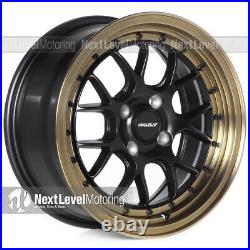 Circuit CP27 15x7 4-100 +35 Flat Black Bronze Lip Wheels Fits Honda Civic EG EK
