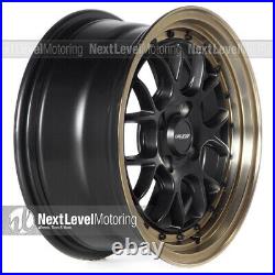 Circuit CP27 15x7 4-100 +35 Flat Black Bronze Lip Wheels Fits Honda Civic EG EK