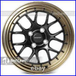 Circuit CP27 15x7 4-100 +35 Flat Black Bronze Lip Wheels Fits Scion xB Yaris