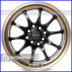 Circuit CP29 15x8 4-100 4-114.3 +0 Flat Black Bronze Lip Wheels Fits Mazda Miata