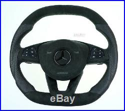 Custom Mercedes steering wheel thicker square top flat bottom Alcantara COMPLETE