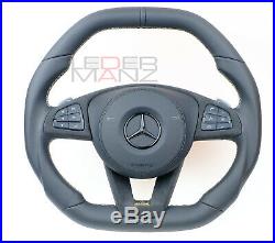 Customized Mercedes steering wheel thicker square top flat bottom Alcantara soft