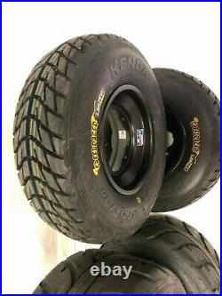DWT A5 Black Front Rear Rims Wheels Speed Racer Street Tires TRX 450R 250R LTR45
