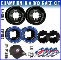 DWT Blue Champion in a Box 10 Front 8 Rear Rims Beadlock Wheels Banshee 350