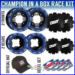 DWT Blue Champion in a Box 10 Front 9 Rear Rims Beadlock Wheels YFZ450 Raptor