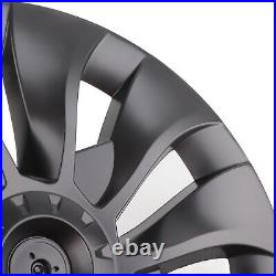 (Dark Grey) Wheel Fully Wrap Rim 4 Pcs 18in Automobile Hubcap Matte Black