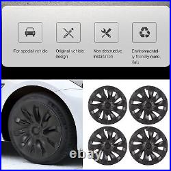 (Dark Grey) Wheel Fully Wrap Rim 4 Pcs 18in Automobile Hubcap Matte Black