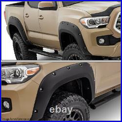 Fit 2016-2017 Toyota Tacoma 4pcs Pocket Riveted Wheel Fender Flares Matte Black