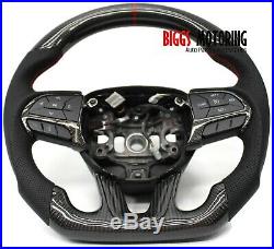 Fits Dodge Challenger Custom Carbon Fiber & Leather Flat Bottom Steering Wheel