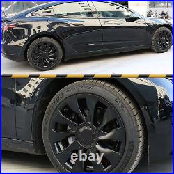 Fits For Tesla Model 3 Wheel Cover Hubcaps Rim Cover 18 Inch Matte Black 2017-23
