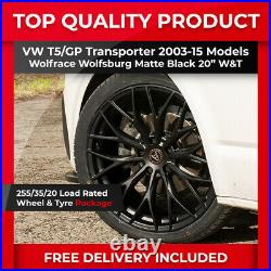 Fits Vw T5 03-15 Wolfrace Wolfsburg Matte Black 20 Load Rated Wheel Tyre 255/35