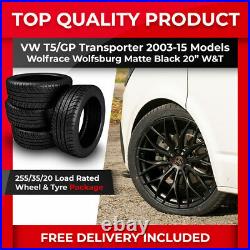 Fits Vw T5 03-15 Wolfrace Wolfsburg Matte Black 20 Load Rated Wheel Tyre 255/35