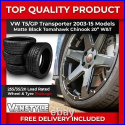 Fits Vw T5 Tomahawk Chinook 20 Load Rated Wheel Tyre Package Matte Black 255