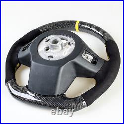 Flat Bottom Carbon Suede Yellow Steering Wheel For Toyota Supra A90 J29 DB 19-21