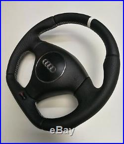 Flat Bottom Steering Wheel Audi Rs4 B5! R8 Shape! Perforated Leather