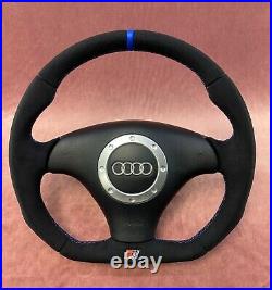 Flat Bottom Steering Wheel Audi Tt Mk1 Alcantara Blue Stripe