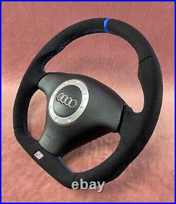 Flat Bottom Steering Wheel Audi Tt Mk1 Alcantara Blue Stripe