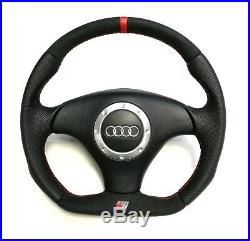 Flat Bottom Steering Wheel Audi Tt Mk1 Alcantara Leather Red Stripe