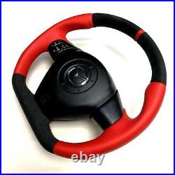 Flat Bottom Steering Wheel Mazda Rx8! Red Leather And Alcantara! Sport Stripe