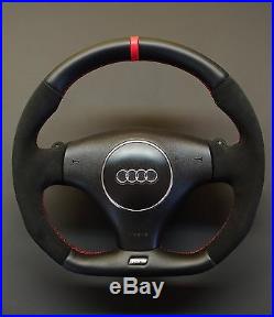 Flat Bottom Steering Wheel S4 B6 Rs6 C5! Extra Padding! Alcantara R8 Style