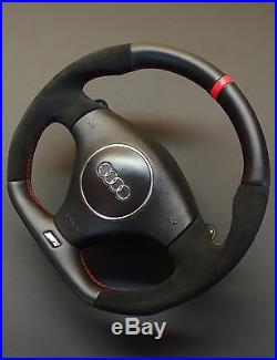 Flat Bottom Steering Wheel S4 B6 Rs6 C5! Extra Padding! Alcantara R8 Style