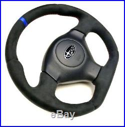 Flat Bottom Steering Wheel Subaru Impreza Gd Wrx Sti! Full Alcantara + Stripe