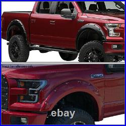 For 2015-2017 Ford F150 4pcs Matte Pocket-riveted Style Wheel Fender Flare Cover