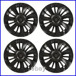 For 4PCS 19in Wheel Hub Cap Matte Black Cool Sporty Wheel Rim Cover For Model Y