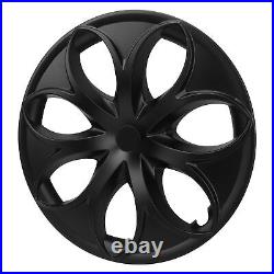 For 4PCS 19in Wheel Hubcap Matte Black Petal Style Reduce Wind Resistance