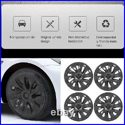 For 4Pcs 18in Automobile Hubcap Matte Black Wheel Hub Full Rim Protector Cover
