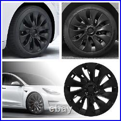 For 4pcs 18in Wheel Hubcap Matte Black Stylish Look For Model 3 2017 To