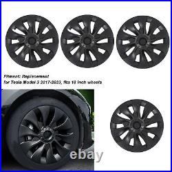 For 4pcs 18in Wheel Hubcap Matte Black Stylish Look For Model 3 2017 To