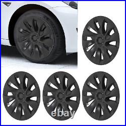 For 4pcs 18in Wheel Hubcap Matte Black Stylish Look For Model 3 2017 To