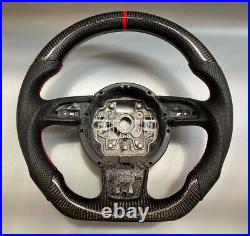 For Audi A4 A5 A6 A7 A8 S1 S3 S5 S6 S7 RS6 RS7 Carbon Fiber Flat Steering Wheel
