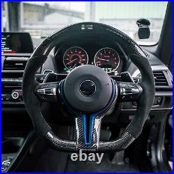 For Bmw M2 M3 M4 M5 F87 F80 F82+alcantara Led Carbon Fiber Flat Steering Wheel