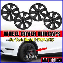 For Tesla Model Y Wheel Cover Caps 19 Rim Hubcap Hub Cap Matte Black Set of 4