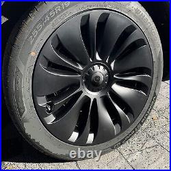 For Tesla Y 20-23 Wheel 19in Matte Black Hub Cap Rim Cover Durable 4Pcs Specific